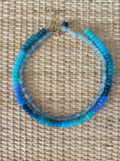 Mixed Blues Layering Necklace