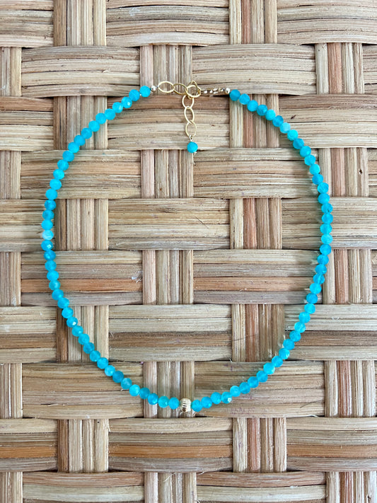 Blue Teal & Gold Layering Necklace