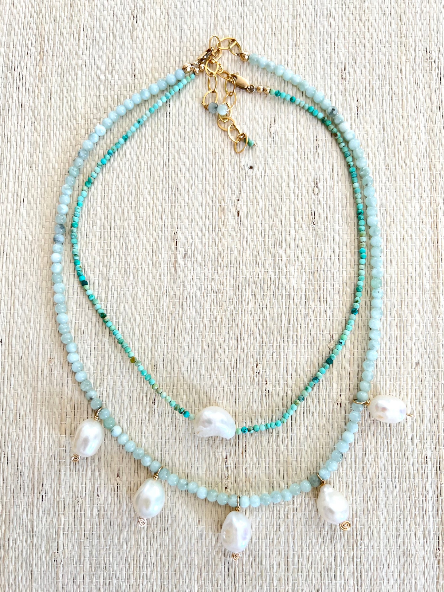 Angelite 5 Pearl Necklace