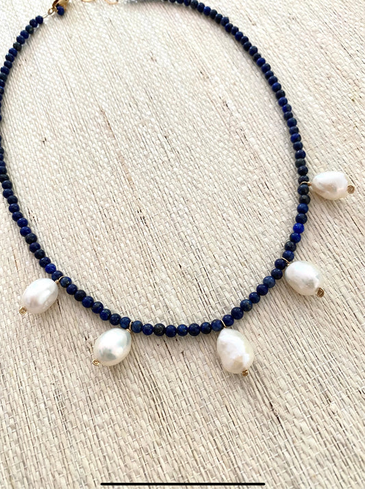 Lapis & Pearls Necklace