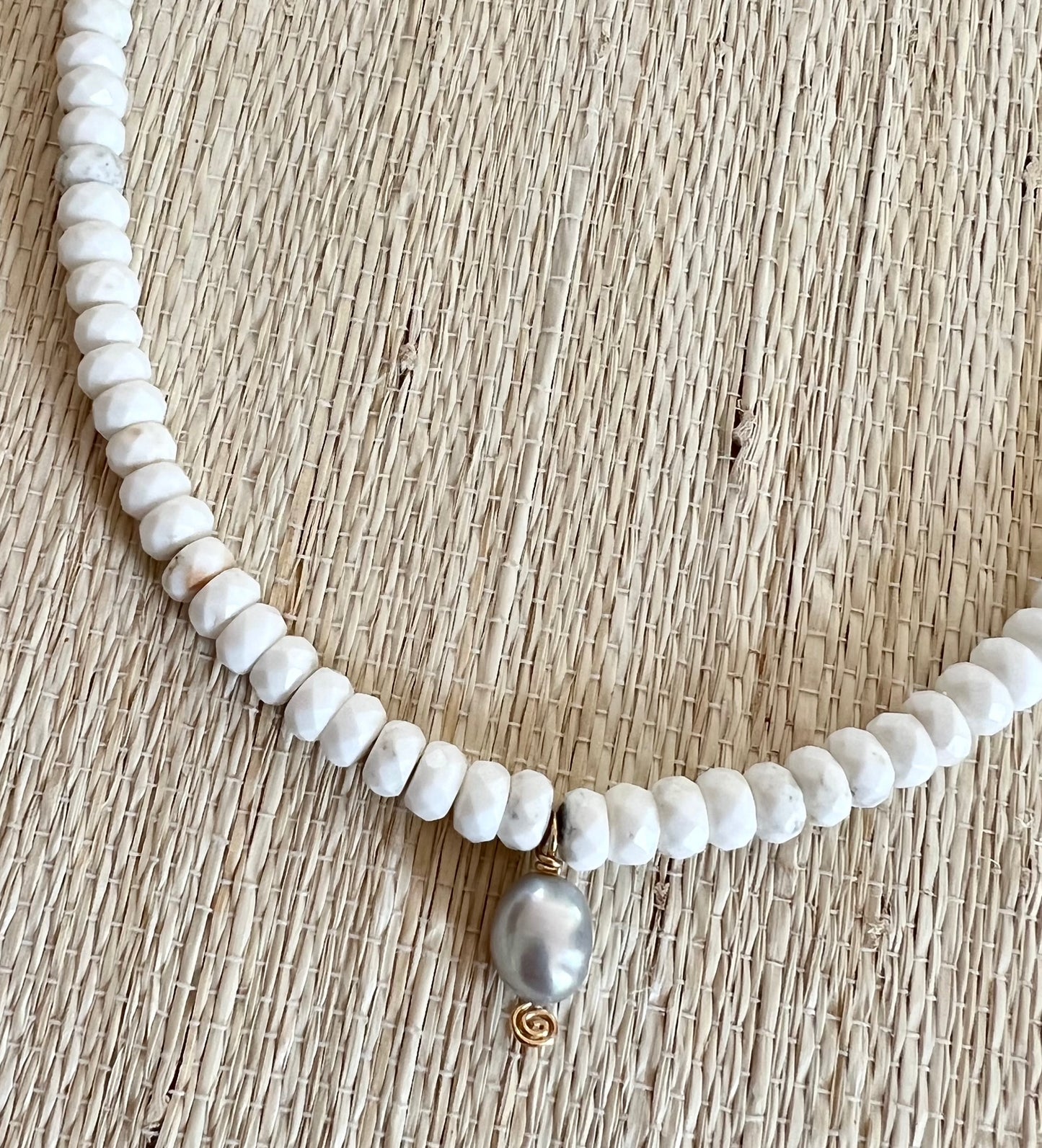 White Turquoise & Pearl Necklace