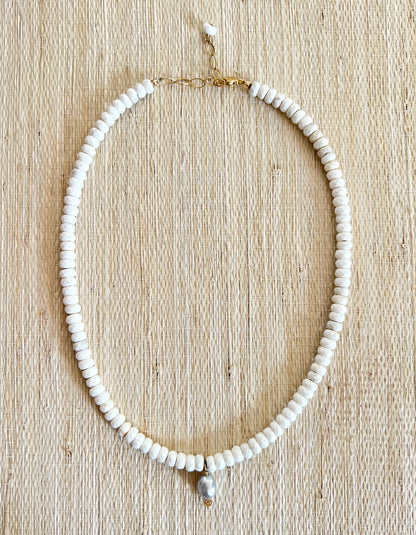 White Turquoise & Pearl Necklace