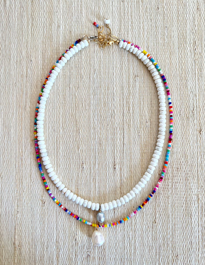 White Turquoise & Pearl Necklace