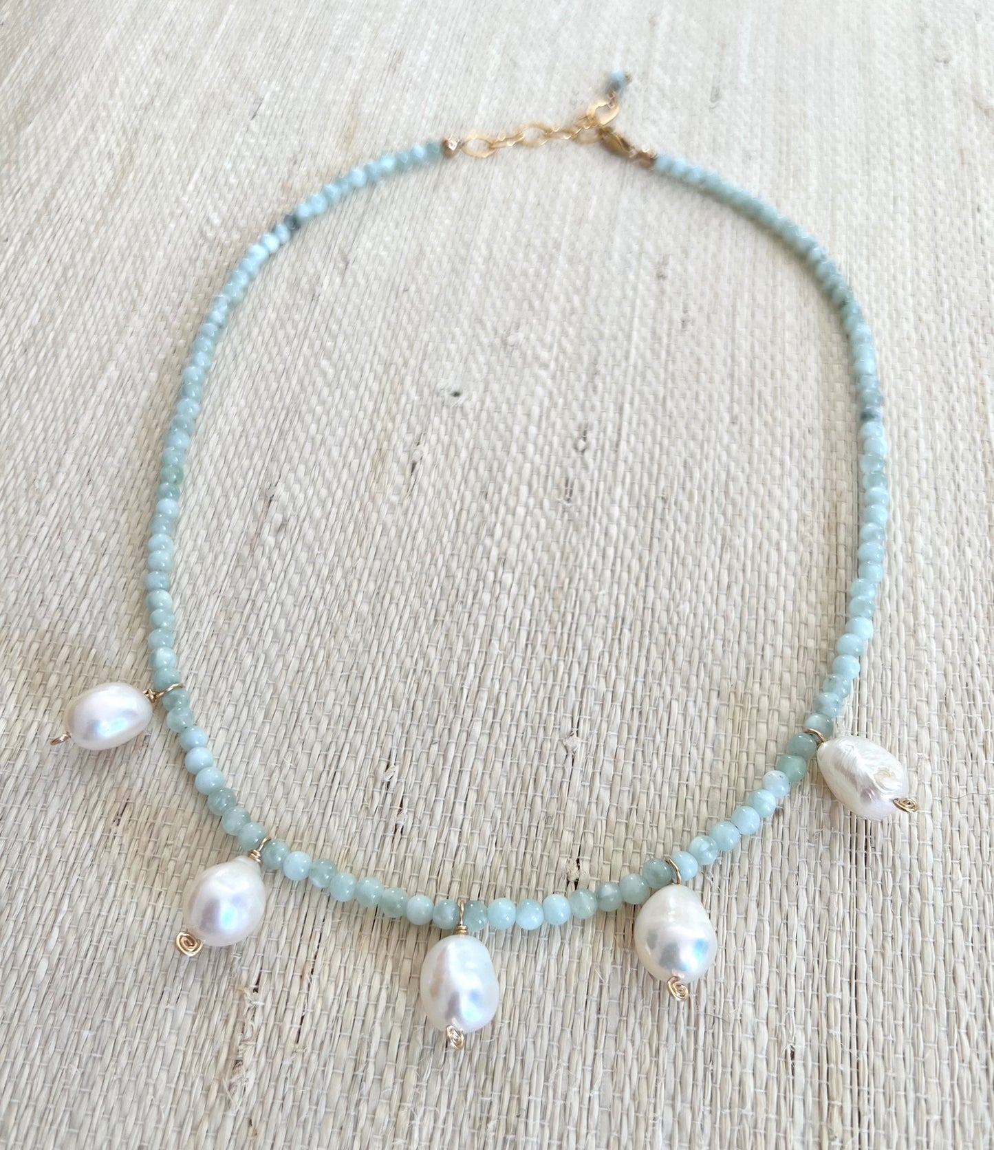 Angelite 5 Pearl Necklace