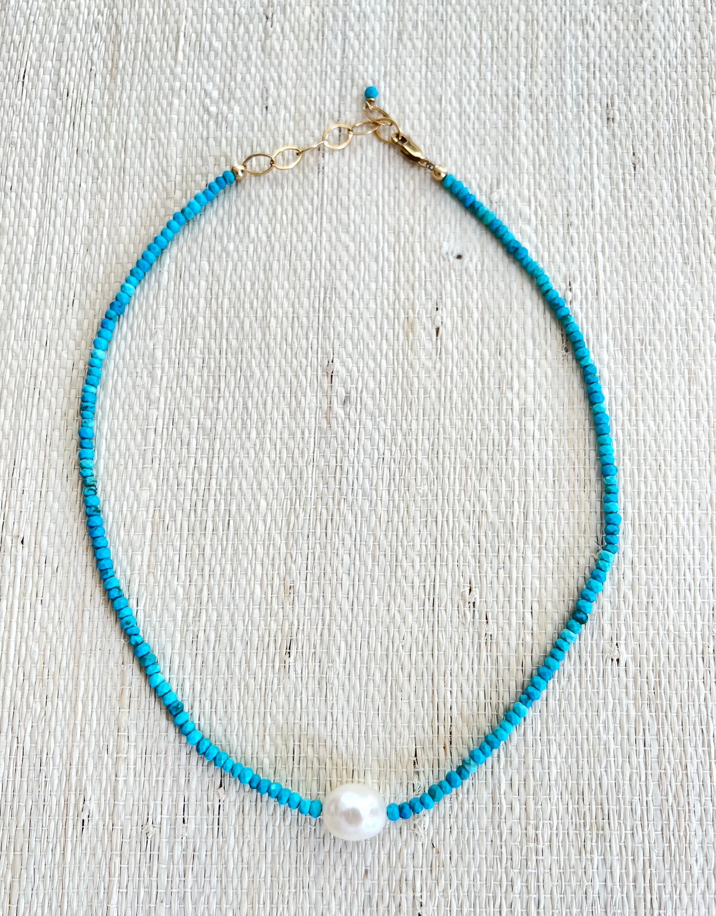 Turquoise & Horizontal Pearl Necklace