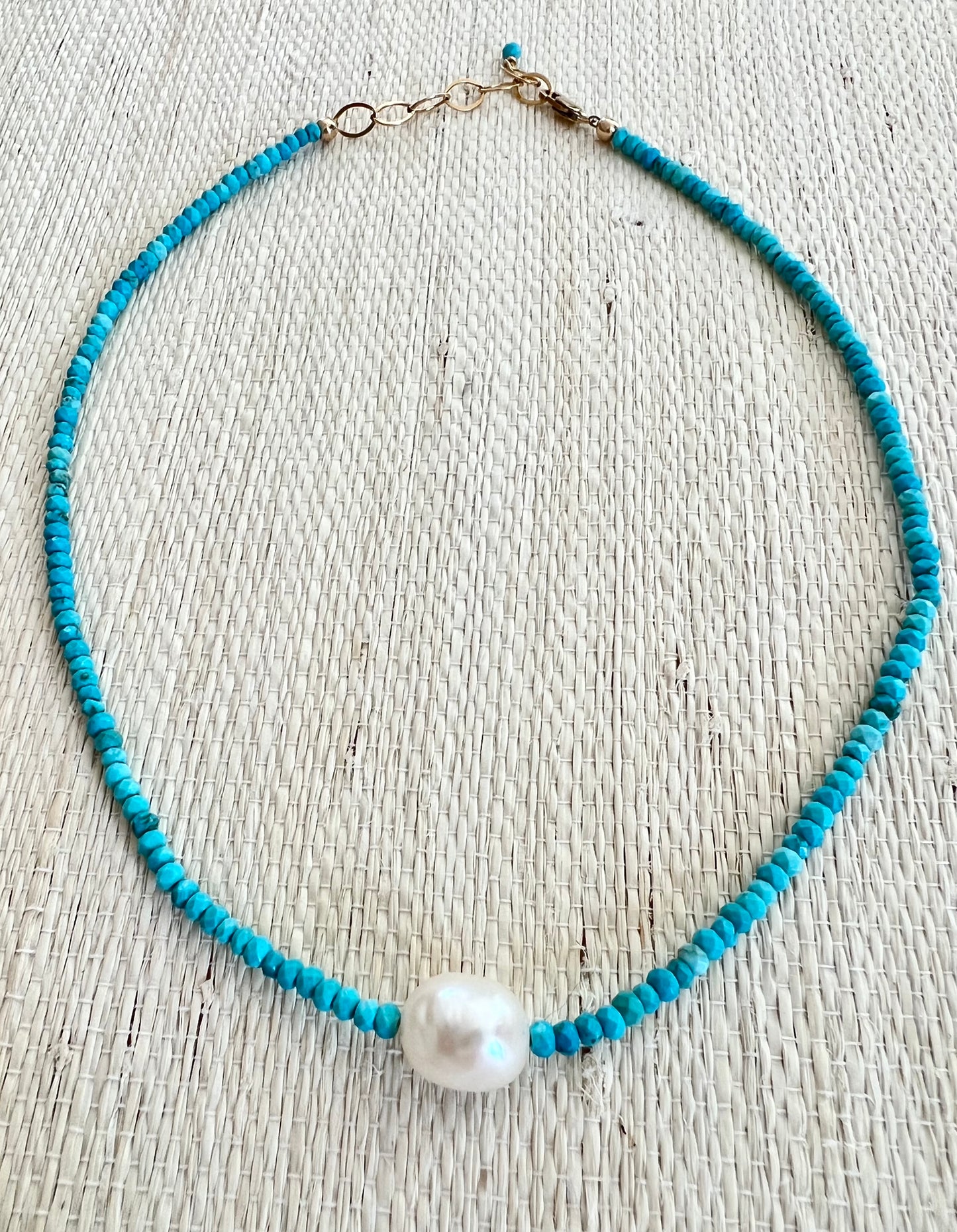 Turquoise & Horizontal Pearl Necklace