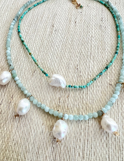 Seafoam Horizontal Pearl Necklace