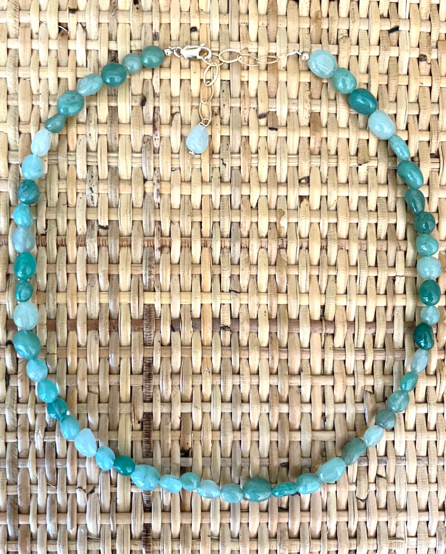 Green Pebble Layering Necklace