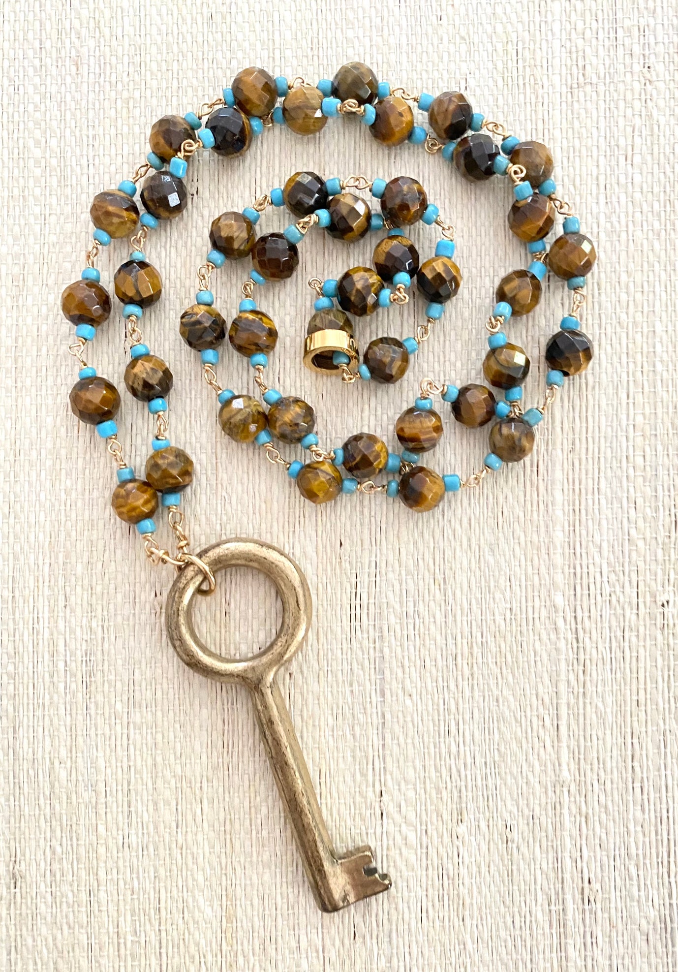 Tiger Turquoise Key Necklace