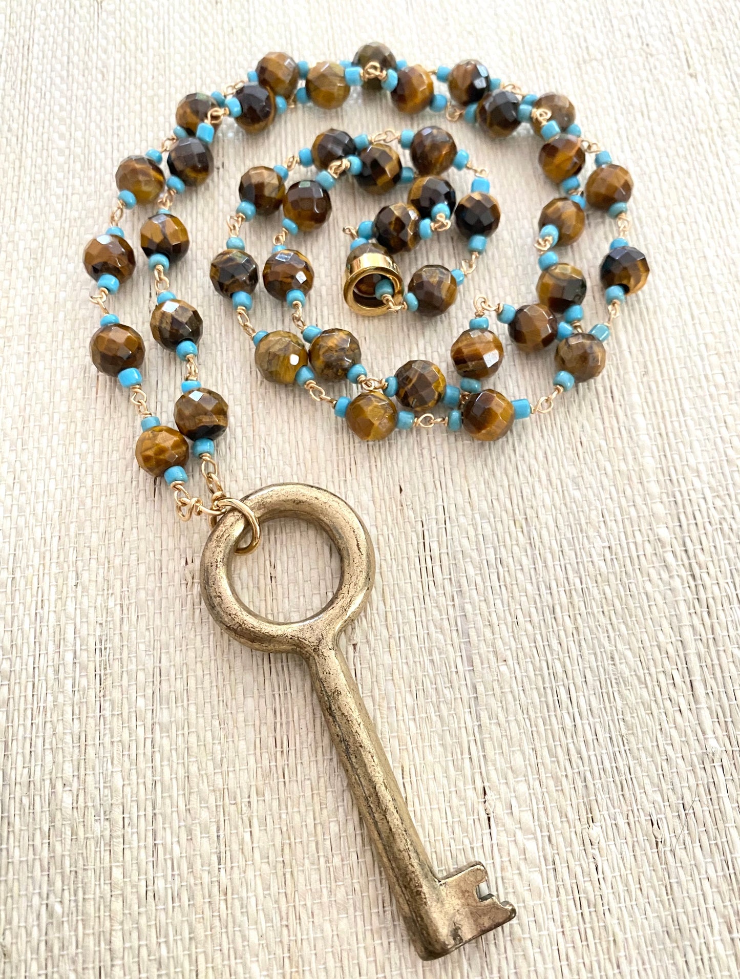 Tiger Turquoise Key Necklace