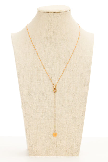 XO & Heart Lariat Necklace