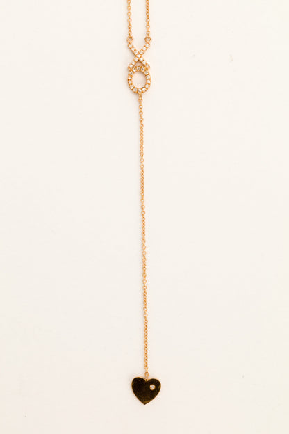 XO & Heart Lariat Necklace